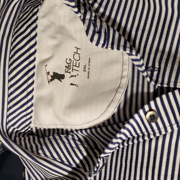 Mens F&G Tech Golf Polo blue & white striped sz XXL - Picture 2 of 9